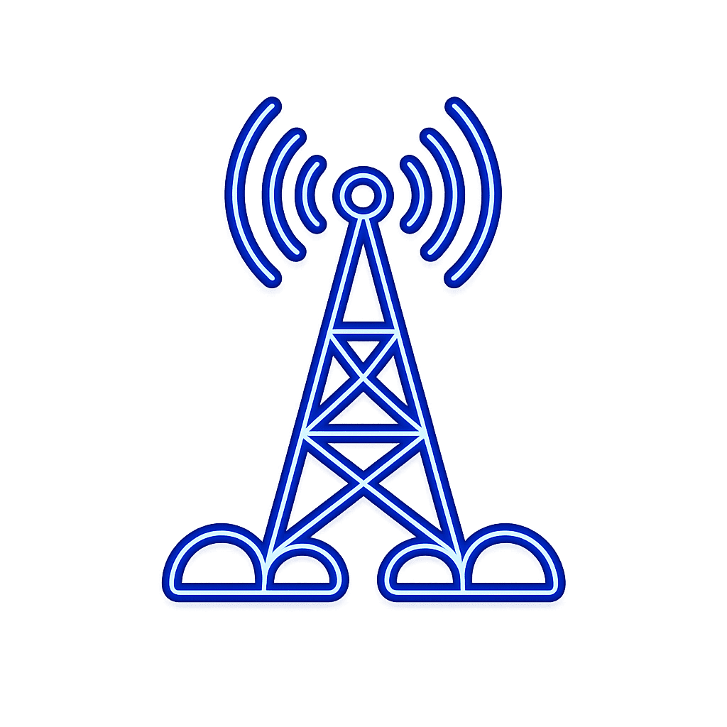 Glowing blue radio tower icon