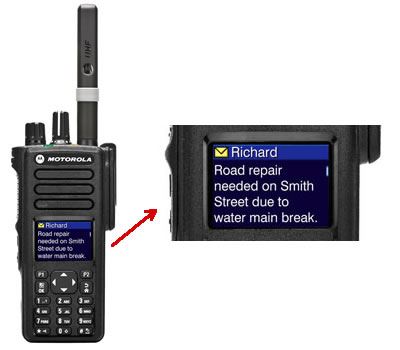Text message on two way radio