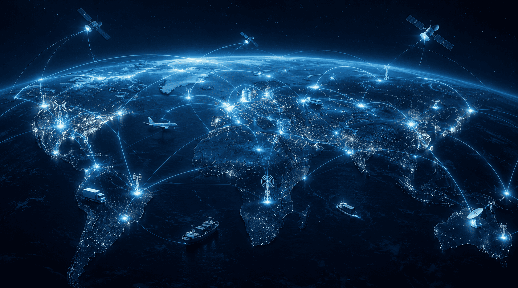 word in blue with radio signals