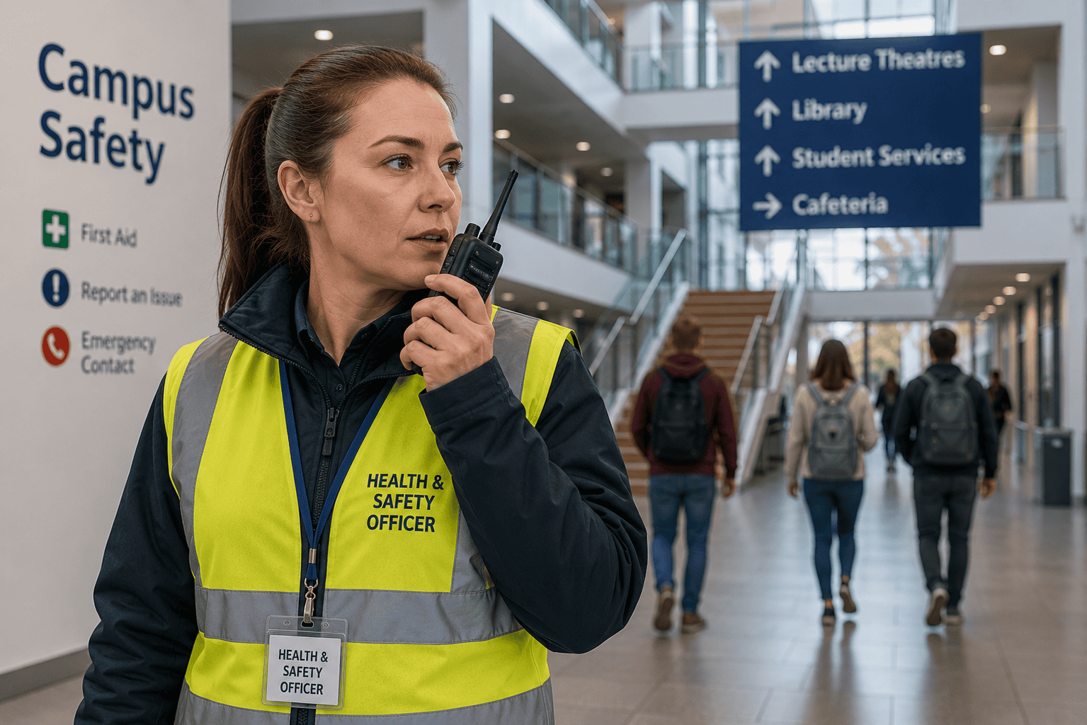 Campus safety officer in action Campus safety officer in action