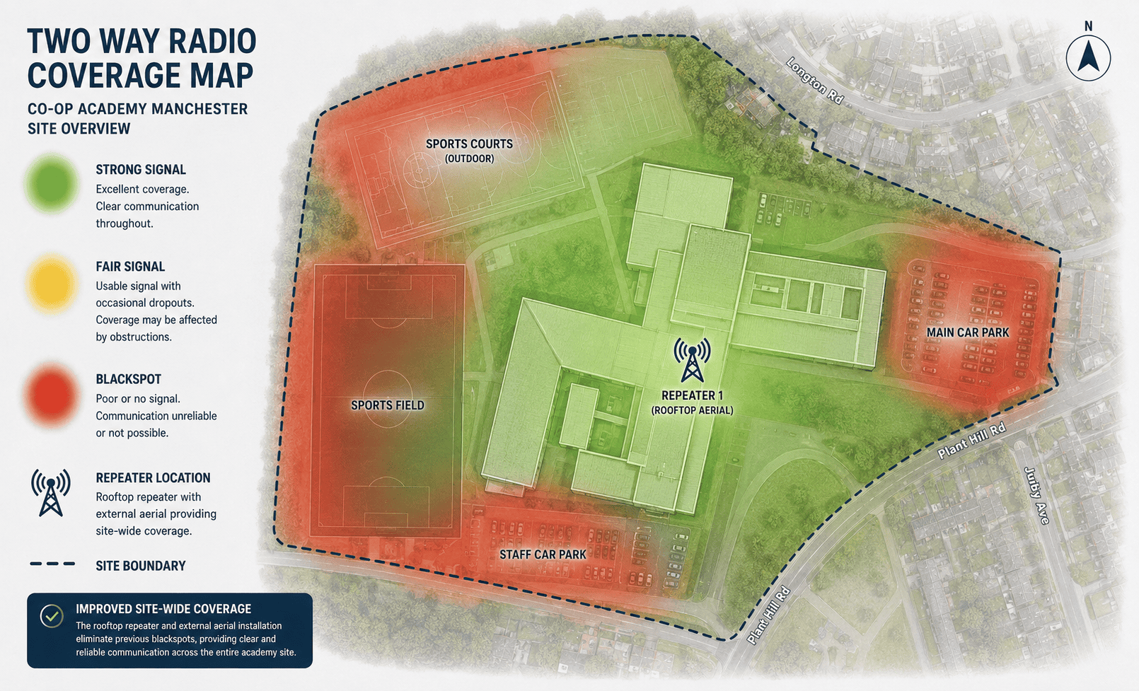 Co-op Academy Manchester Two way radio coverage map Co-op Academy Manchester Two way radio coverage map