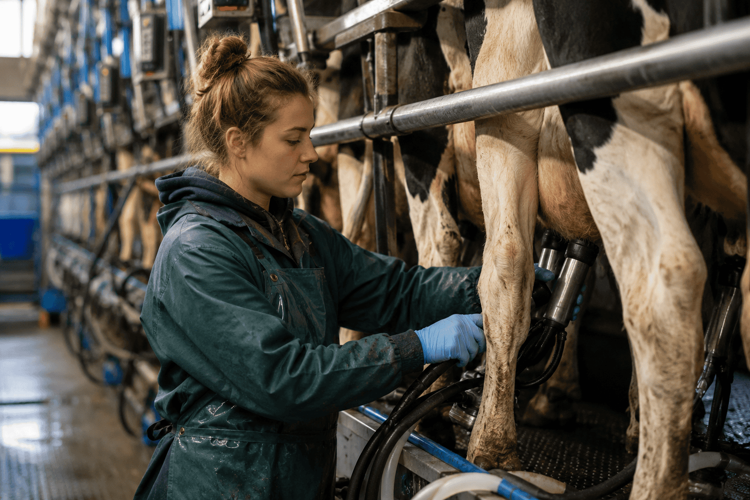 Dairy milking parlor Logistics manager at work in yard