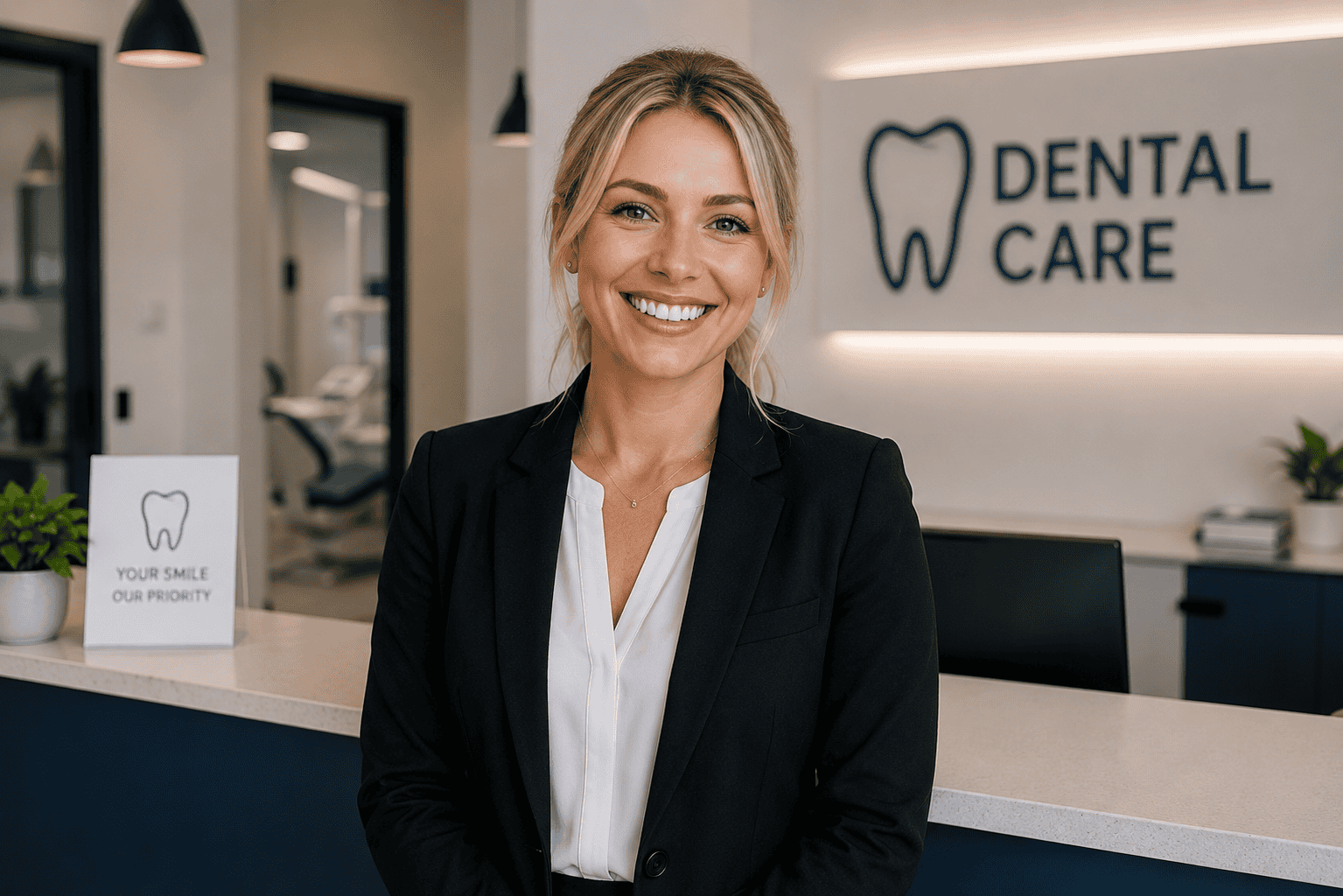 Smiling receptionist Smiling receptionist