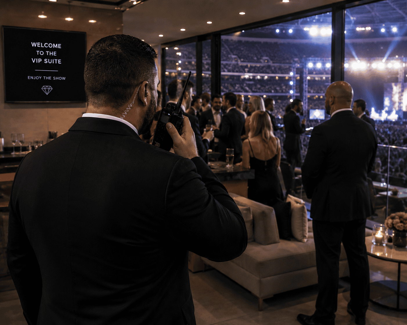 VIP suite at concert event security on two way radio