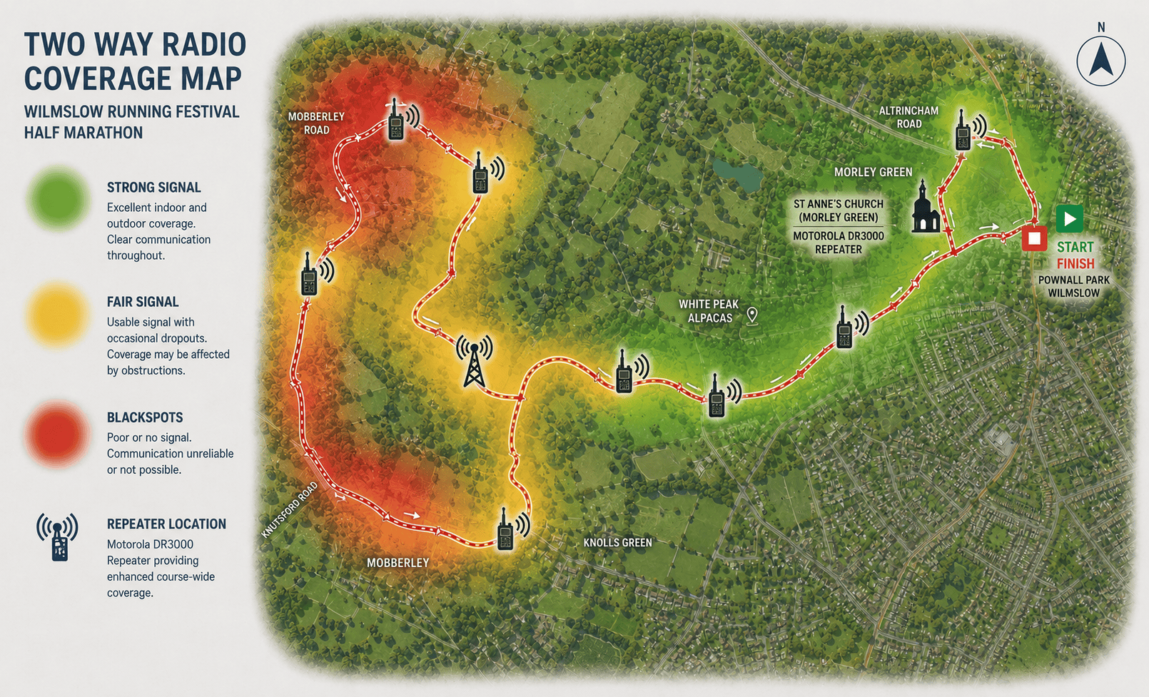 Wilmslow Half Marathon radio coverage map Wilmslow Half Marathon radio coverage map