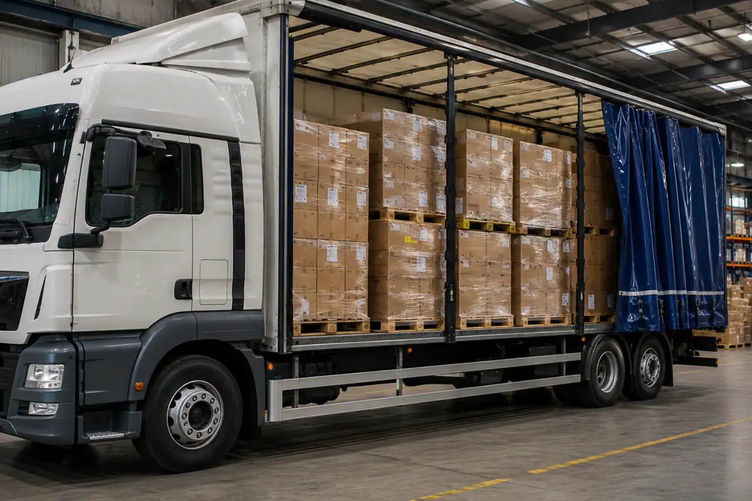 lorry at distribution warehouse lorry in distribution hub