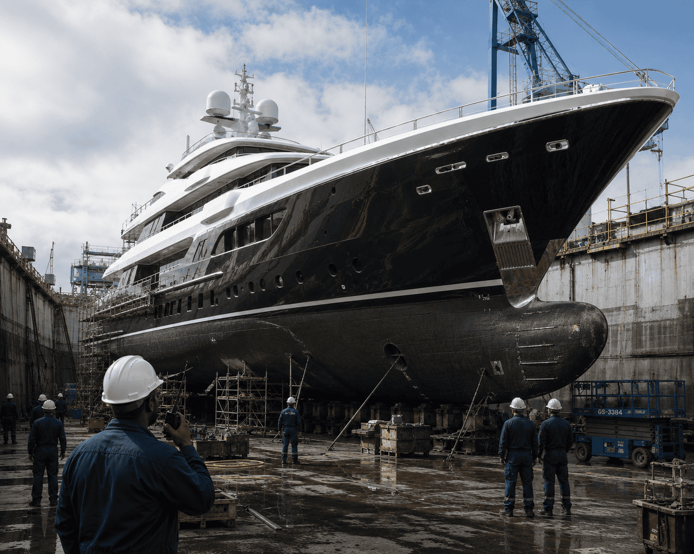 superyacht in dry dock superyacht in dry dock