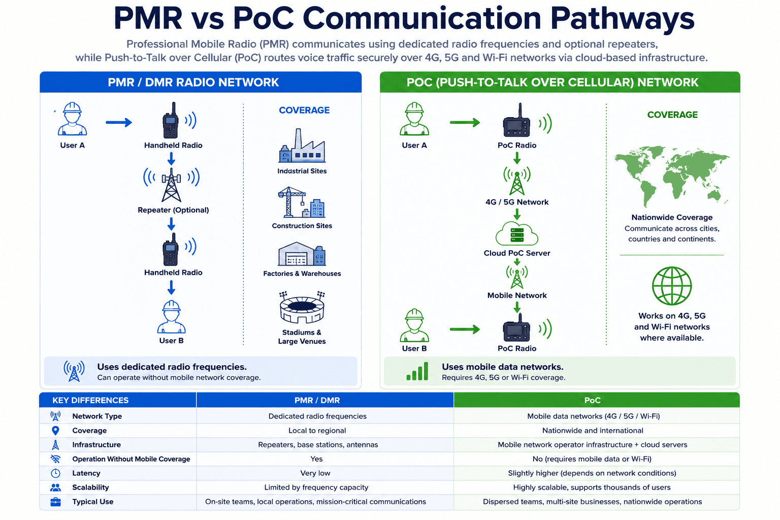 PMR vs PoC communication comparison PMR vs PoC communication comparison