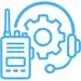 radio and headphones with cog image