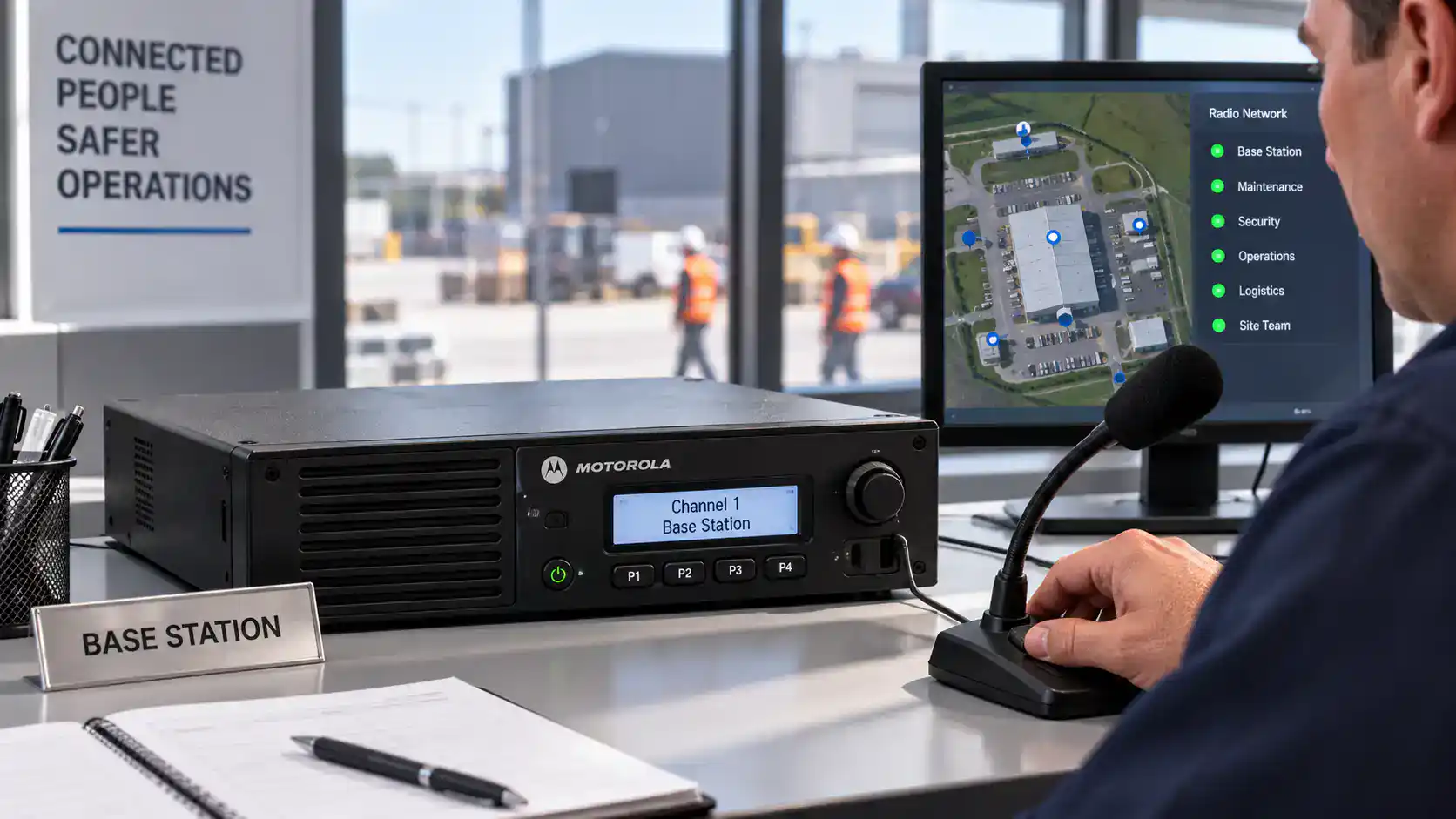 Industrial Base Station Dispatch Hub Motorola base station radio for 2-way communication at control centre.