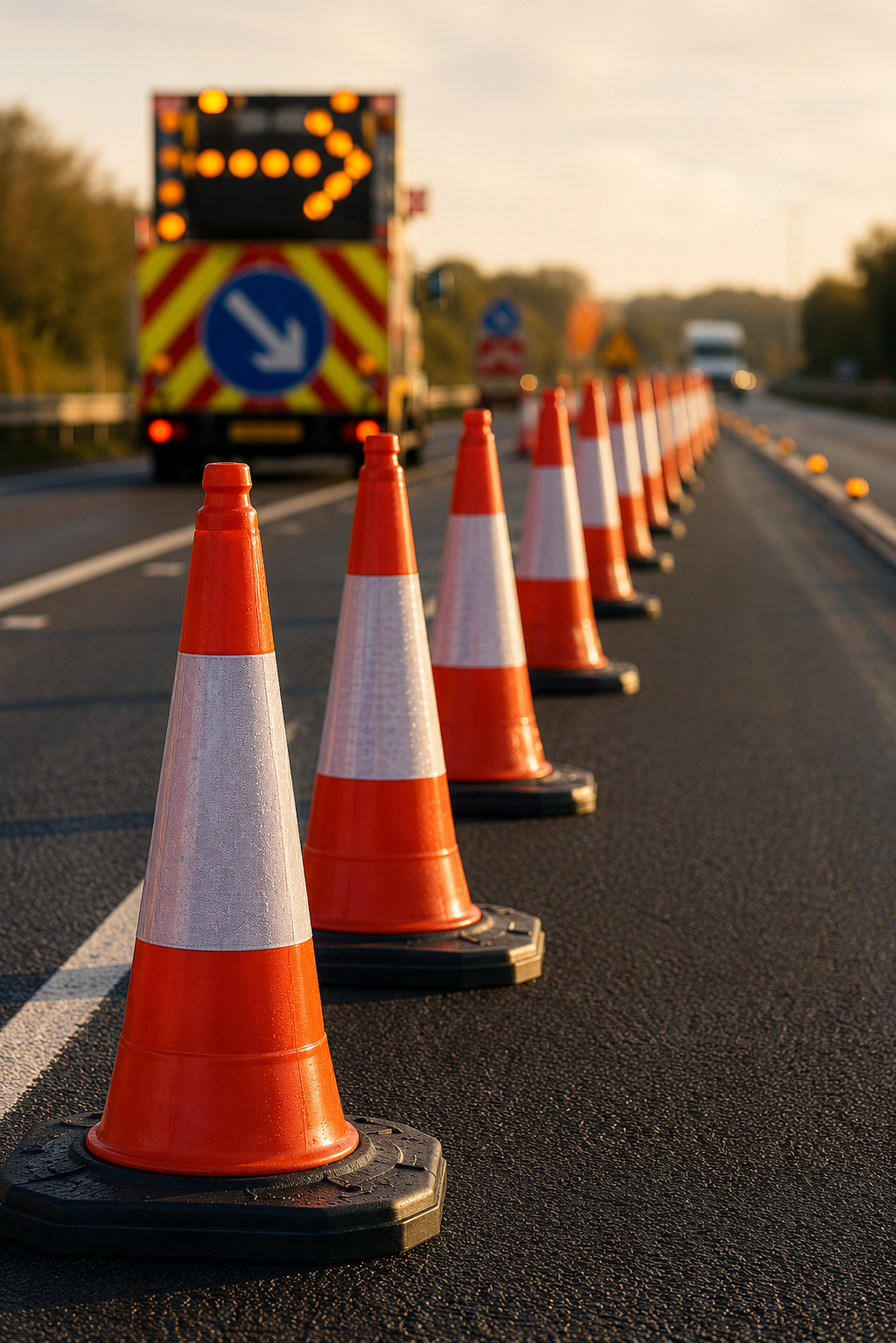Warm Highway Roadworks Cones Warm Highway Roadworks Cones