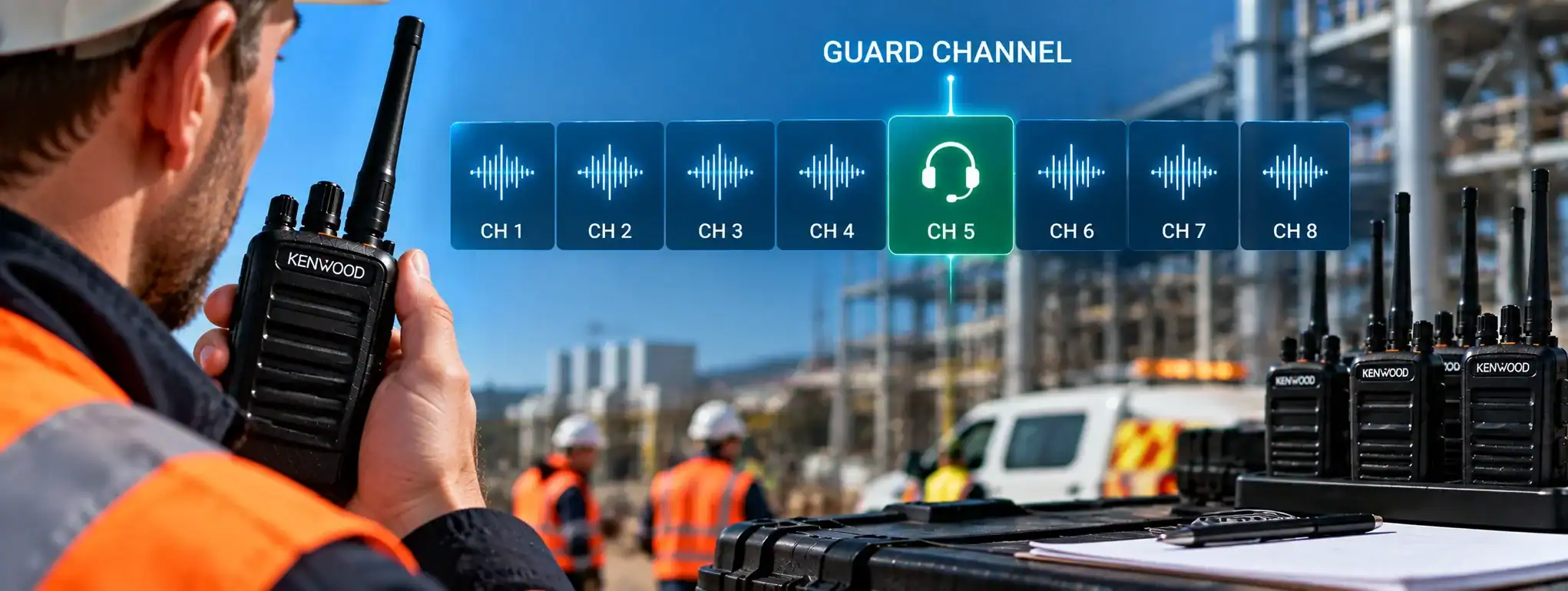 DCS 2 Way Radio for Guard Channel Two-way radio communication with guard channel display for security teams.