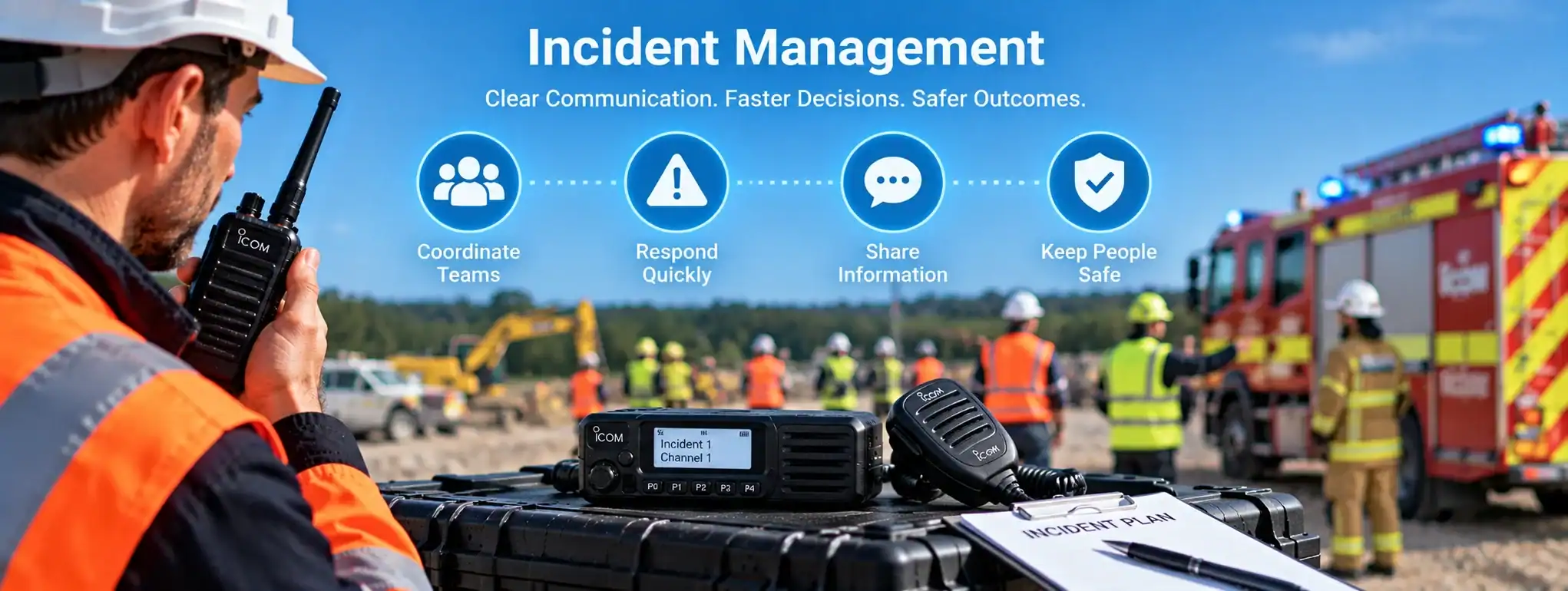 DCS 2 Way Radio for Incident Management DCS 2 Way Radio used in emergency incident management scenarios.