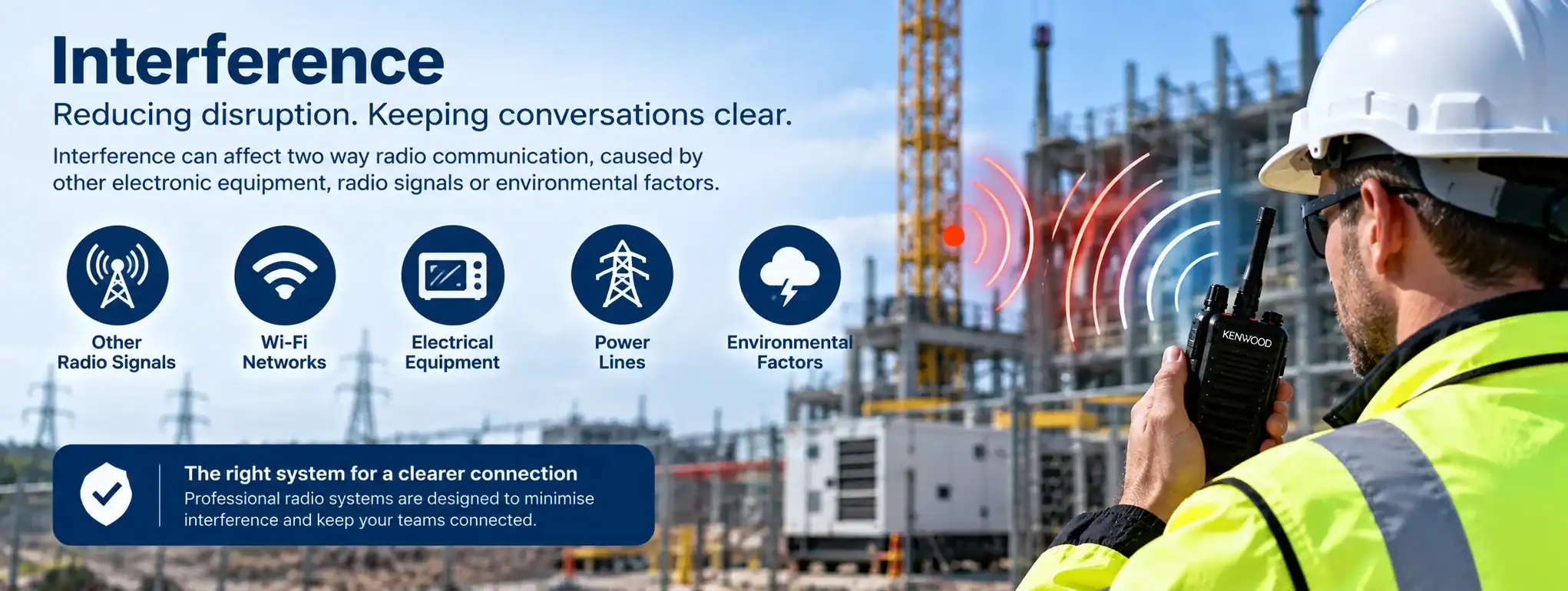 DCS 2 Way Radio for Interference Management Technician using DCS 2 Way Radio to reduce interference in electrical substation.