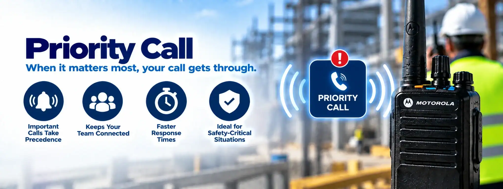 Priority Call Radio Communication System Priority Call radio device for critical communication in industrial settings.