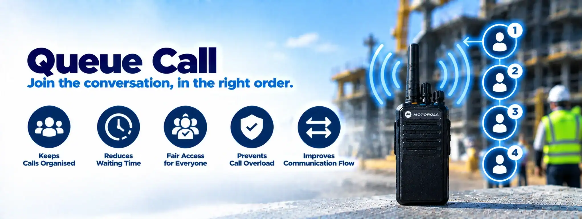 queue-call DCS 2 Way Radio for queue management and communication.