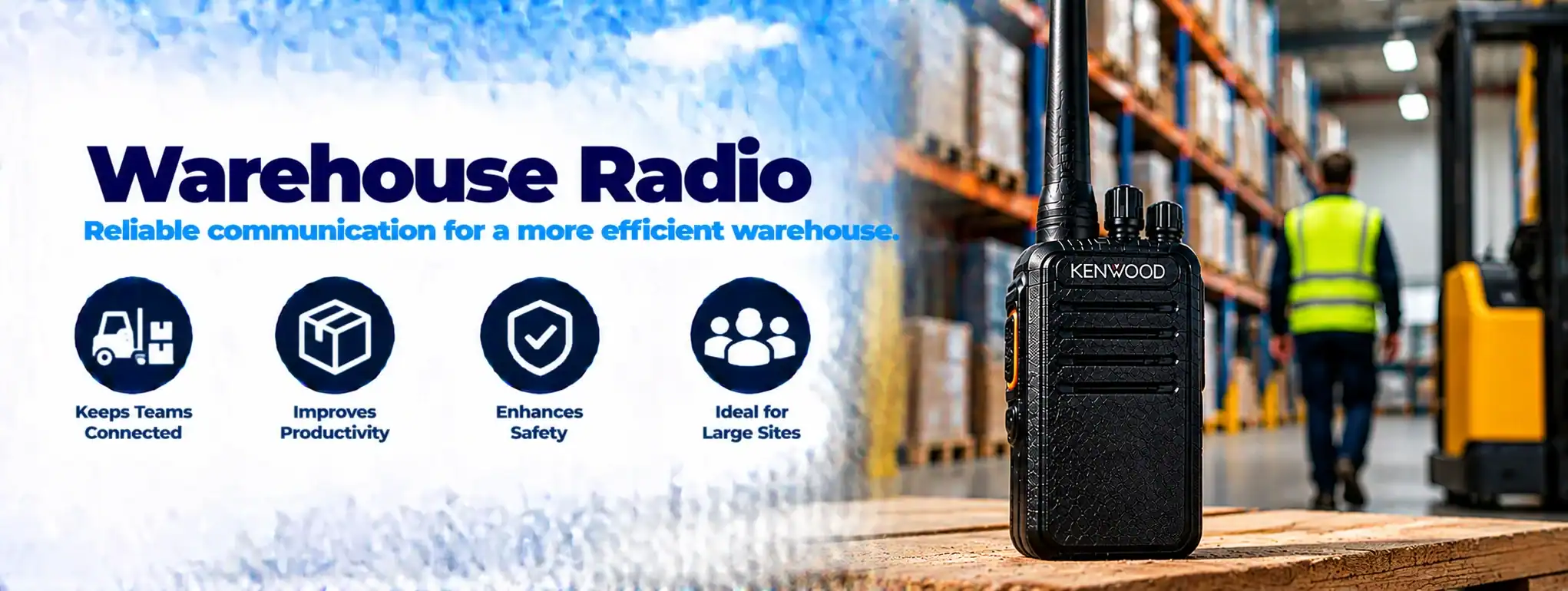 Warehouse Radio for Efficient Communication DCS 2 Way Radio in warehouse setting for reliable communication.