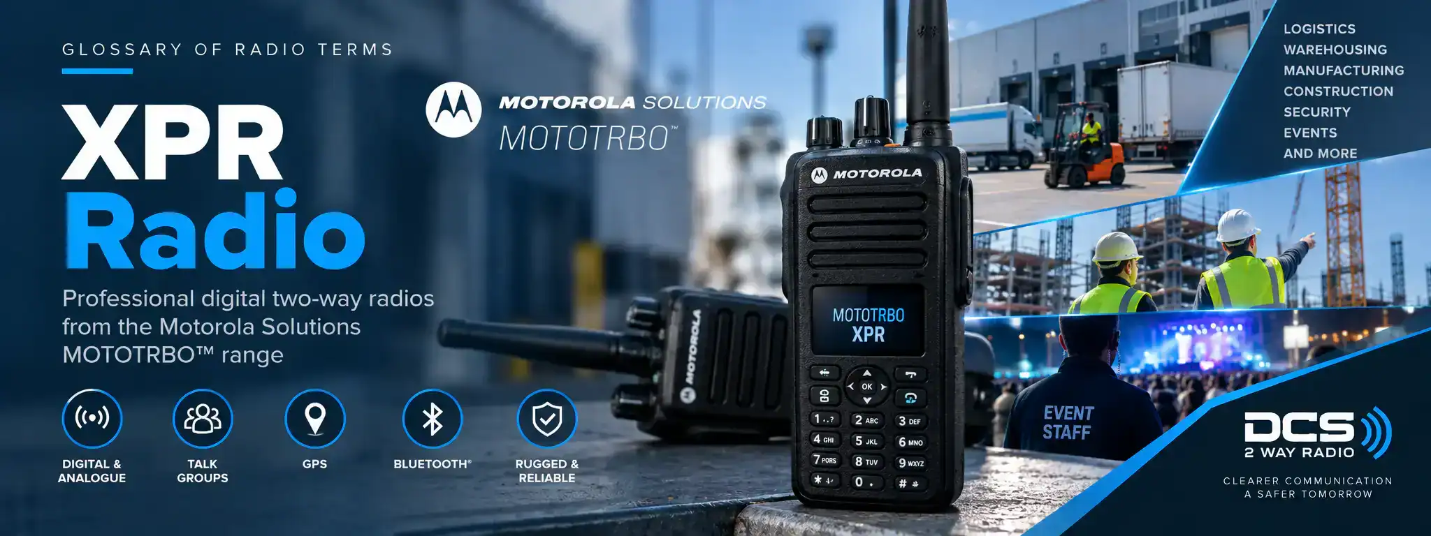 XPR Radios for Every Industry DCS 2 Way Radio from Motorola Solutions with digital display and keypad.