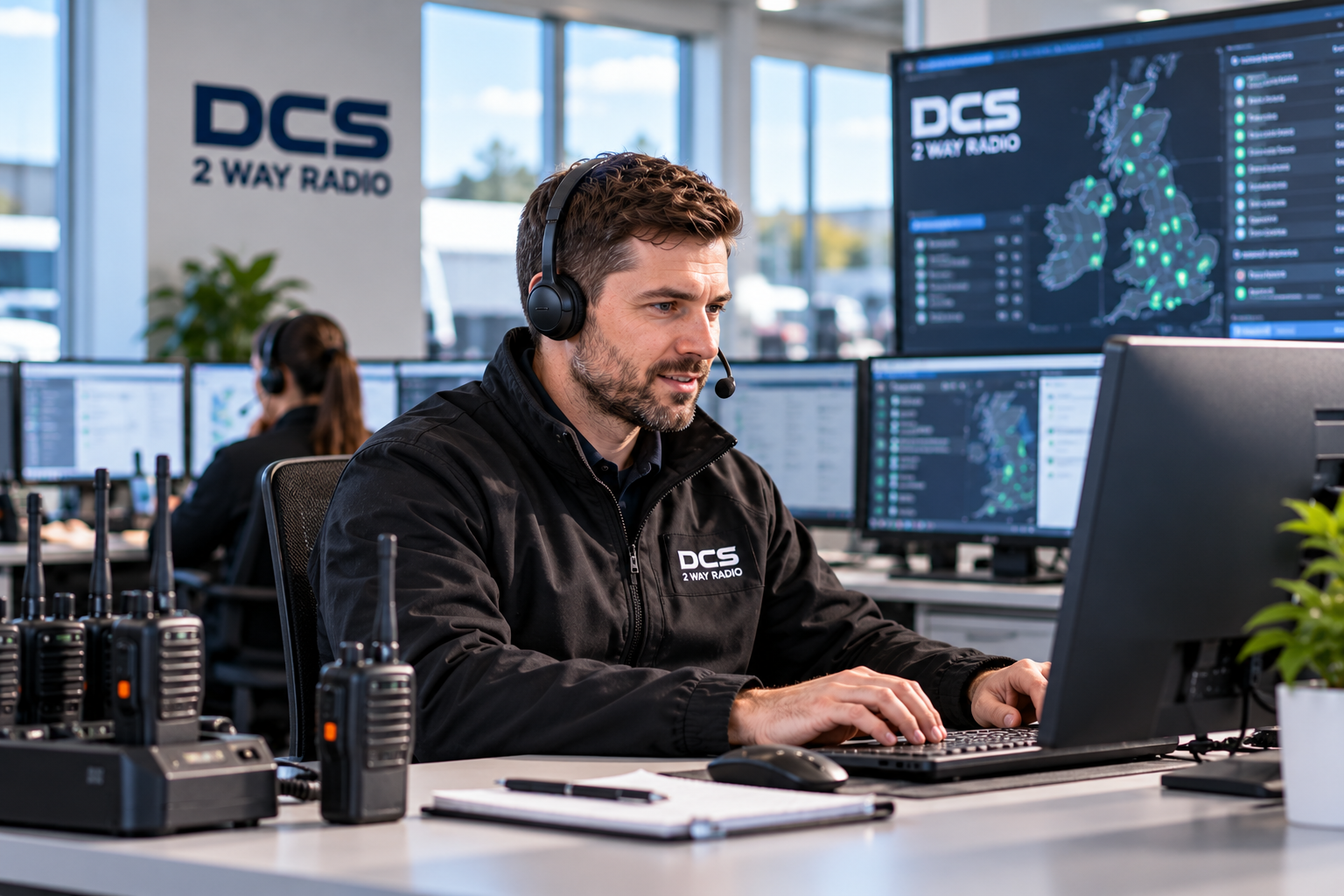 Technical support for radio hire operations in a communications control room