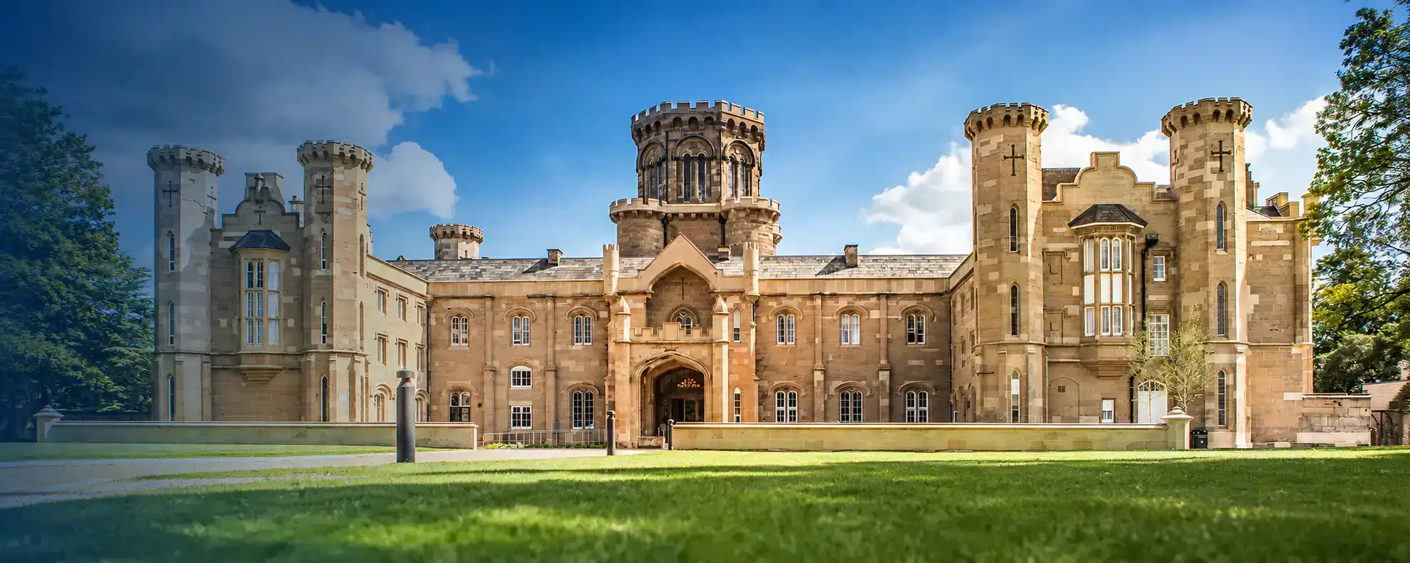 Studley Castle Warner Hotels historic castle with turrets and battlements in England.