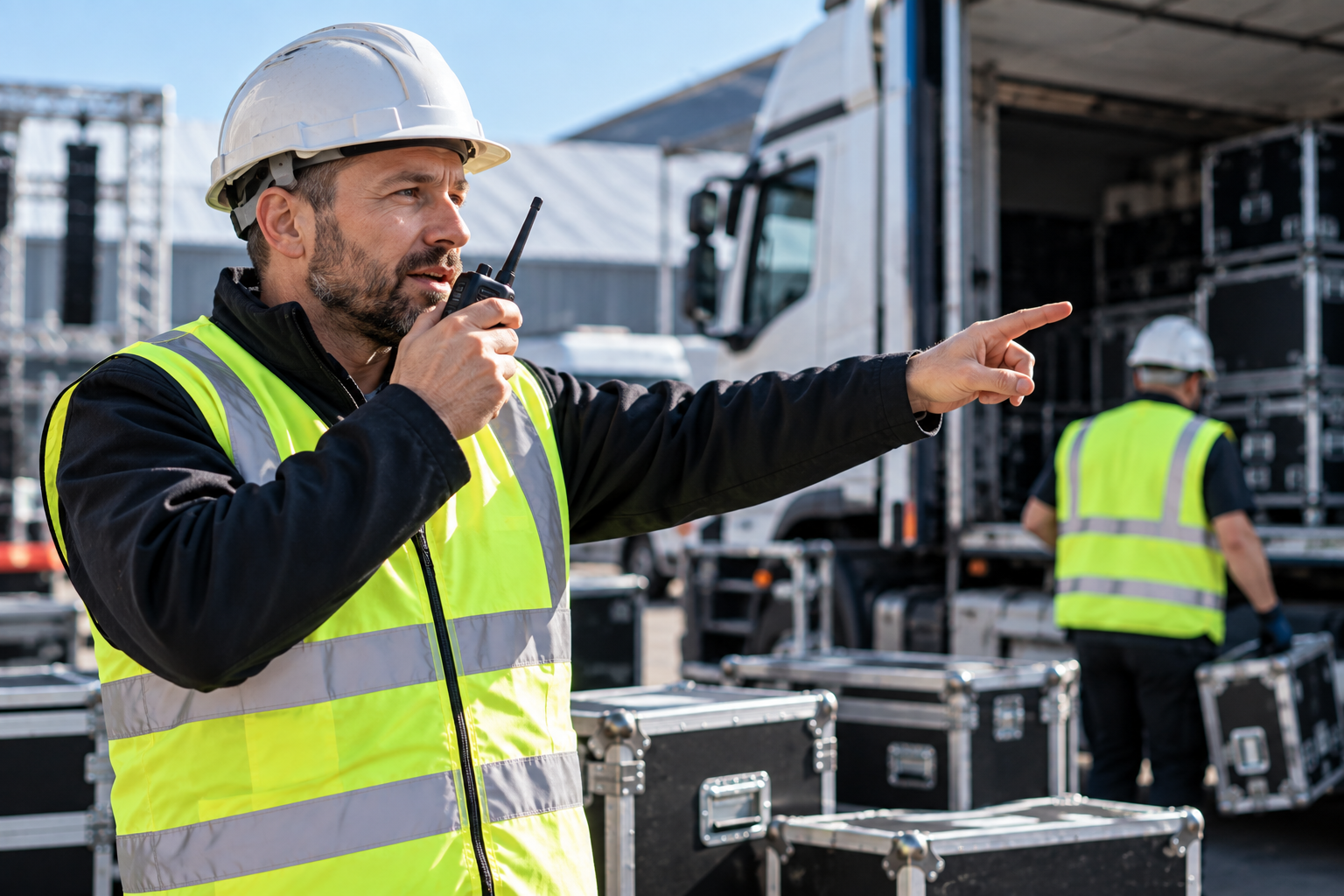 Radio hire for coordinating communications across a busy worksite